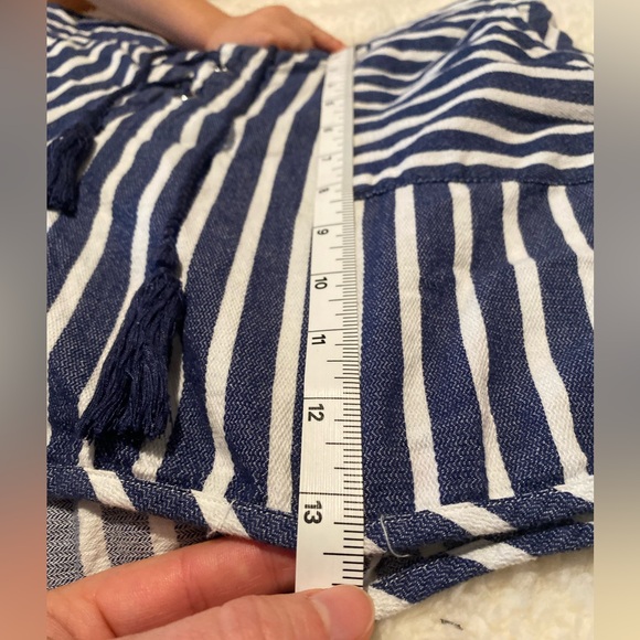 TAKARA Blue and White Striped Nautical High Waisted Tie Front Shorts 100% Cotton - Picture 11 of 13